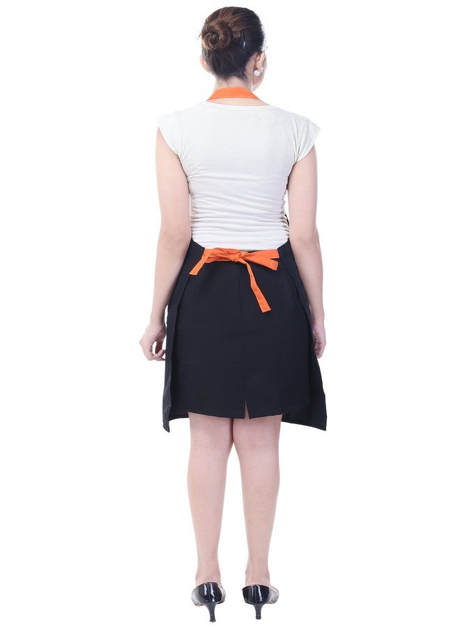 Switchon polyester one waterproof Bib Apron plus one waist apron black orange - Image 3